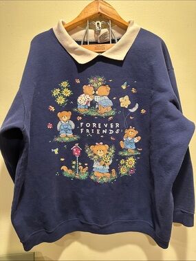 Vtg teddy bear sweater with collar